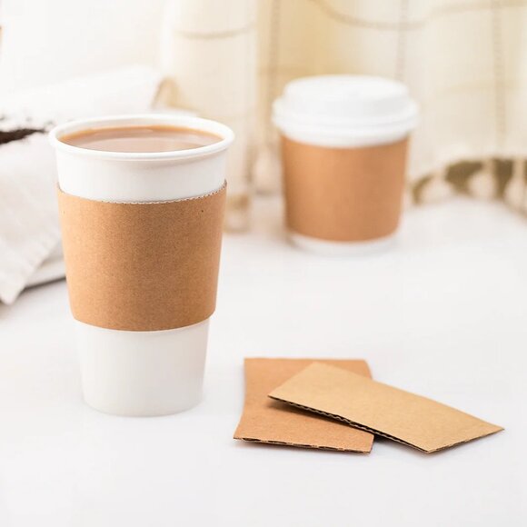 NEW NATURAL KRAFT COFFEE CUP SLEEVES, PREASSEMBLED (300/CASE) HOT DRINKS TEA - Picture 1 of 6